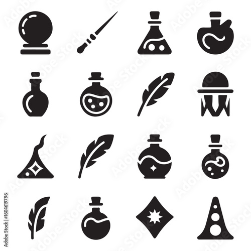Enchanted symbols and magical items icon pack