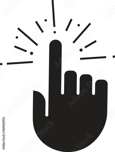 black hand pointing, click action clip art preview