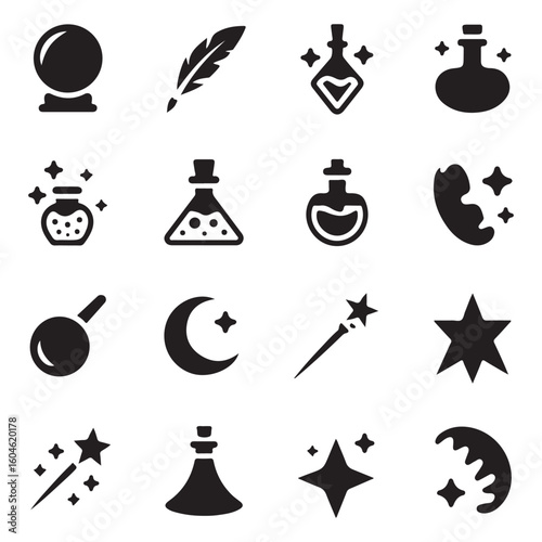 Enchanted symbols and magical items icon pack