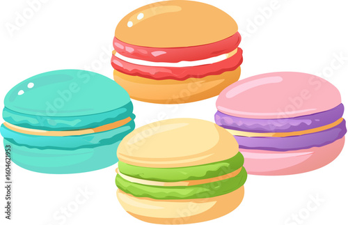 colorful macaroons isolated on white background
