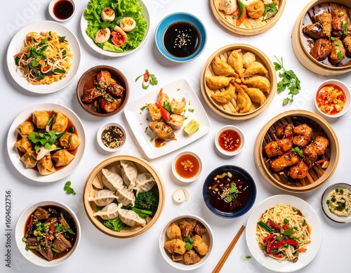 Wallpaper Mural "Artistic full HD food photography, showcasing a selection of traditional Chinese cuisine. Bright white studio background, carefully chosen color palette to complement the dishes, unique cinematic sty Torontodigital.ca