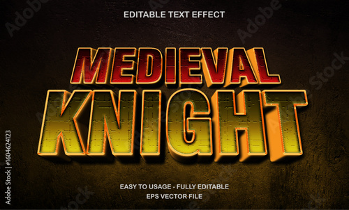 Medieval knight editable text effect with gold red battle style