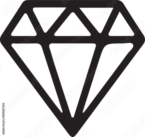 Black diamond outline icon on white background jewel