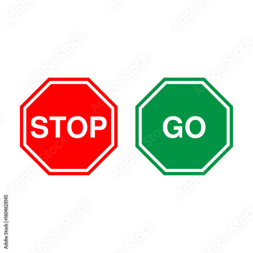 Red stop and green go sign isolated vector template