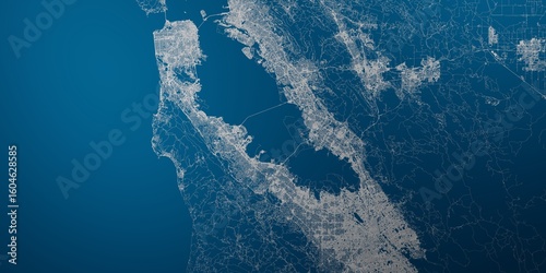 Fotografie Bay Area (California, USA) street map