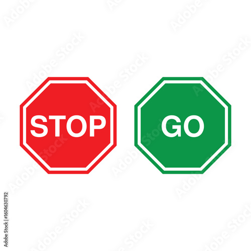 Red stop and green go sign isolated vector template