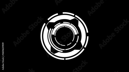 white color Digital Analyzing and Loading Data HUD Display. loading, analyzing data, rotating circle on black background . 