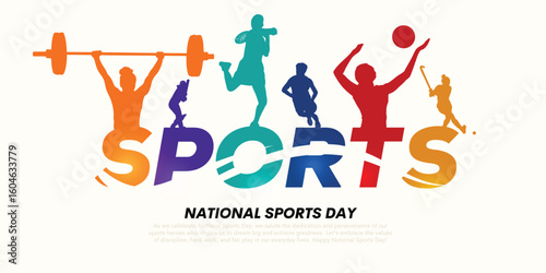 National Sports Day creative vector illustration design with sports player.
