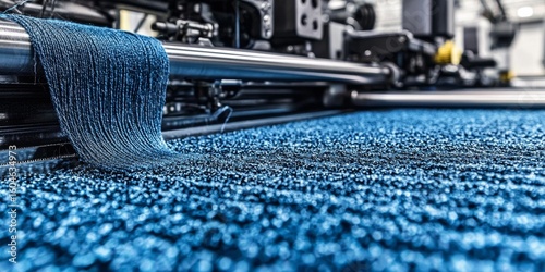 Detailed threads showcased in the denim manufacturing process.