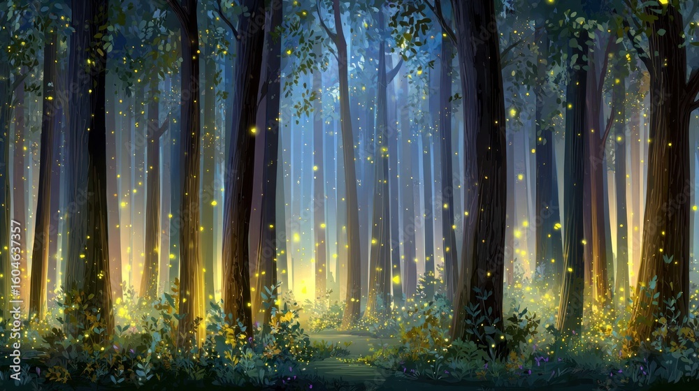 Obraz premium Enchanted forest at twilight