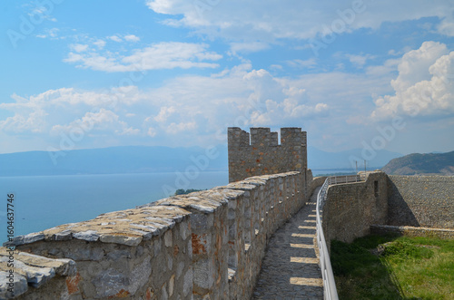 Ancient Stone Fortress Overlooking the Sea and Mountains