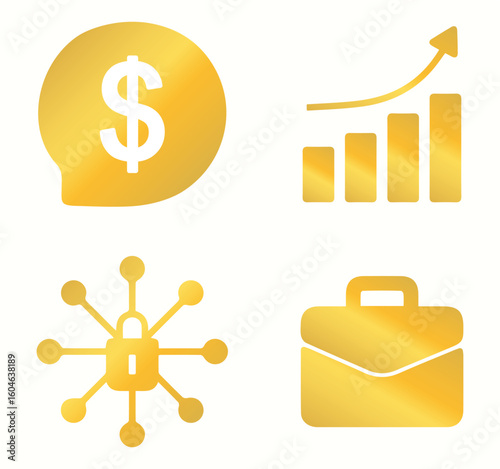 Market, business, growth, chart, company, work, security, cybersecurity, gold, gold. Data analysis, money, investment, financial, budget, income, trade. Shape, set, icon, vector