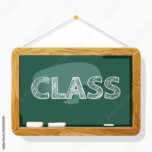 Chalkboard Writing of the Word ‘CLASS’ – Handwritten White Chalk Text on Black Board, School Theme, Education Concept, Vintage Blackboard Texture, Isolated Design for Learning Visuals