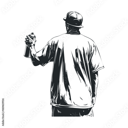 Creative spray painting artist engaging in street art expression