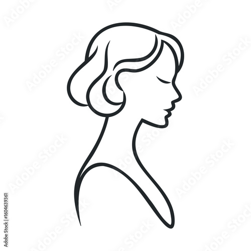 Elegant outline of a woman with a bun hairstyle in profile view