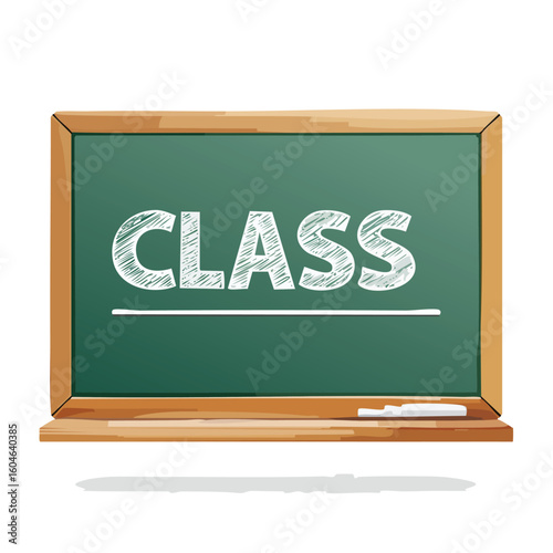 Chalkboard Writing of the Word ‘CLASS’ – Handwritten White Chalk Text on Black Board, School Theme, Education Concept, Vintage Blackboard Texture, Isolated Design for Learning Visuals