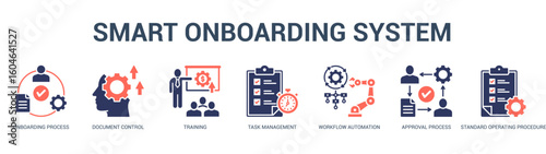 Smart Onboarding System Modern and clean web banner illustration featuring thematic icons for visual communication