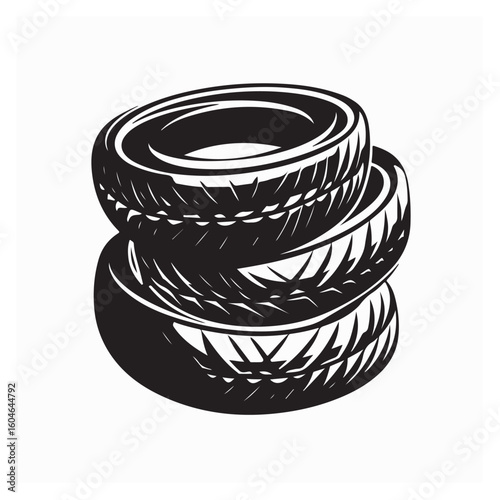 Modern Logo Design Featuring a Stack of Tires with Clean Minimalist Style