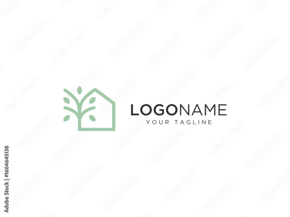 Fototapeta premium house and tree logo design vector template 