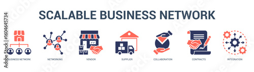 Scalable Business Network Modern and clean web banner illustration featuring thematic icons for visual communication
