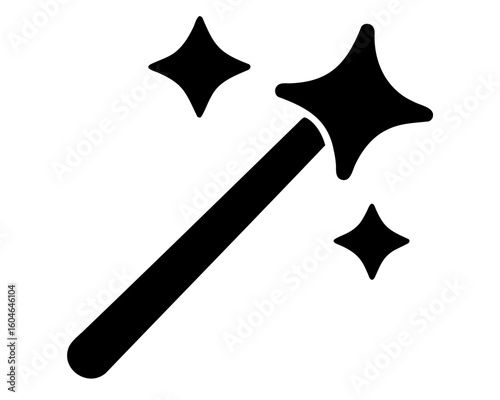 Magic wand silhouette, magic wand icon. Vector illustration