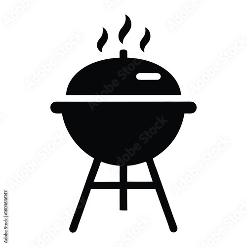 black BBQ Grill icons vector