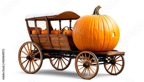 Vintage wagon carrying large pumpkin