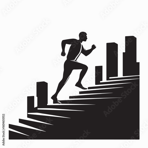 Man Running Up the Stairs Outdoors During Workout for Strength and Cardio Training