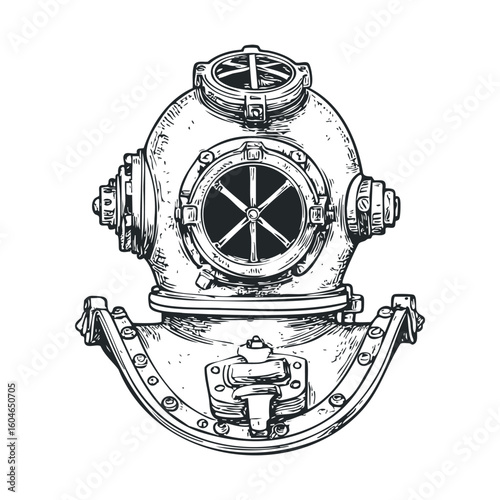 Unique deep sea diver helmet design for nautical decor and art