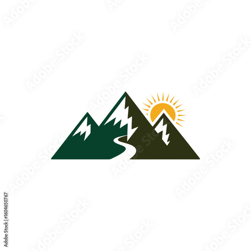 Modern and minimalist vector and abstract logo Unique mountain adventure logo