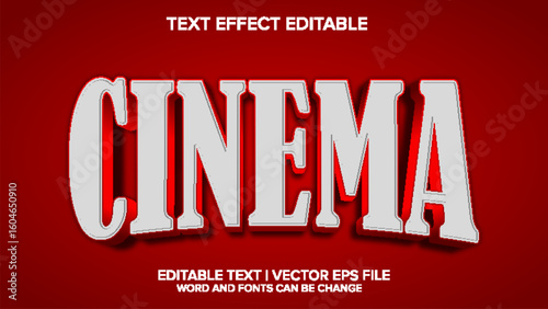 cinema text effect vector editable