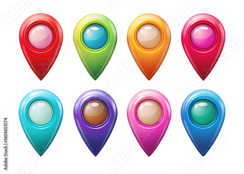 Free Download Colorful Map Pointer Icons Set for Navigation on Transparent Background - GFXLoad