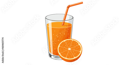 glass of orange juice and orange