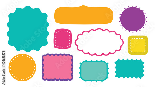 Diverse collection of hand drawn doodle frames and borders featuring vibrant colors and playful designs