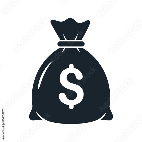 Money bag icon with dollar sign in flat design  