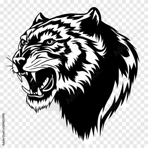 Tiger head vector illustration: a wild animal predator symbol with a fierce face, perfect for a tattoo or mascot