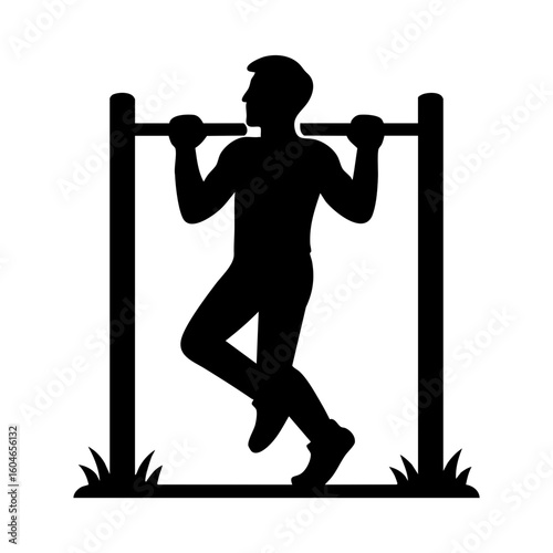 Man Doing Pull-Up Exercise on Bar Icon