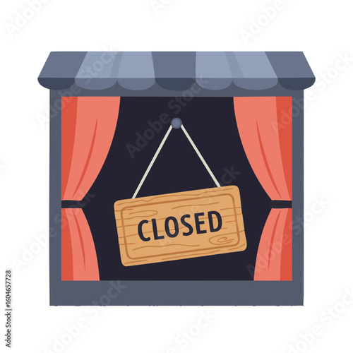 Retro wooden “Closed” sign hanging in shop window