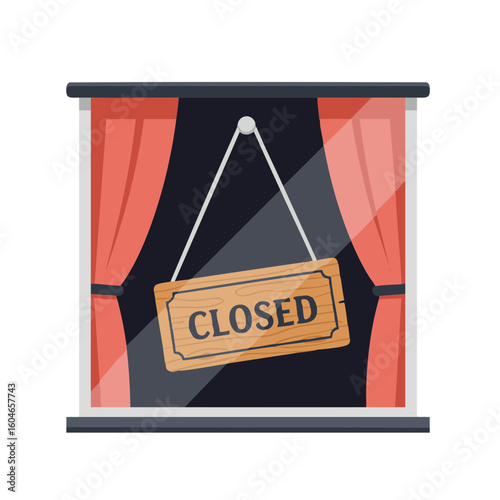 Retro wooden “Closed” sign hanging in shop window