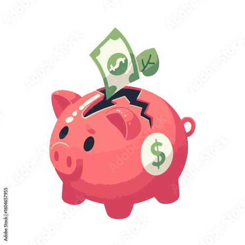 cracked piggy bank