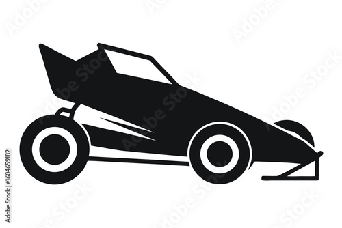 Minimalist Silhouette of a Racing Car Displaying Speed and Technological Advancement in Automotive Engineering Design