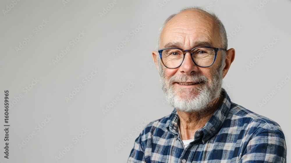 Obraz premium Portrait of smiling mature man standing on transparent background