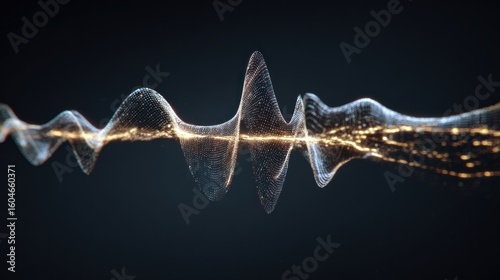 Abstract sound wave, golden particles