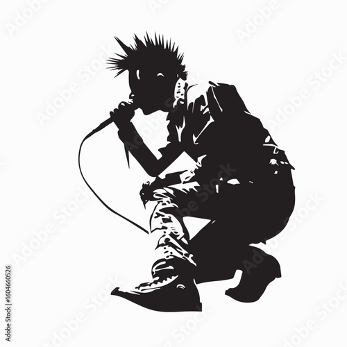 A male rock singer performing passionately on stage during live music concert at night