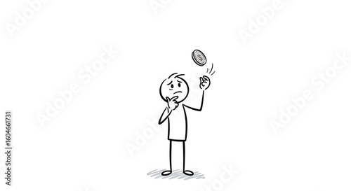 Stick Figure Decision: Pondering a Coin Toss for Uncertainty, Choice, and Future Outcomes