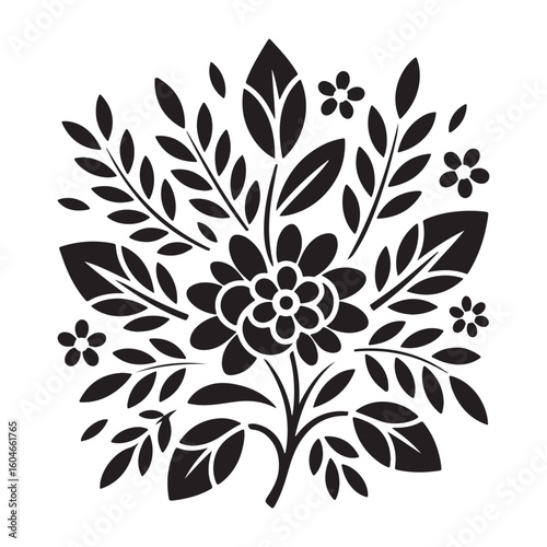 Intricate floral bouquet silhouette design