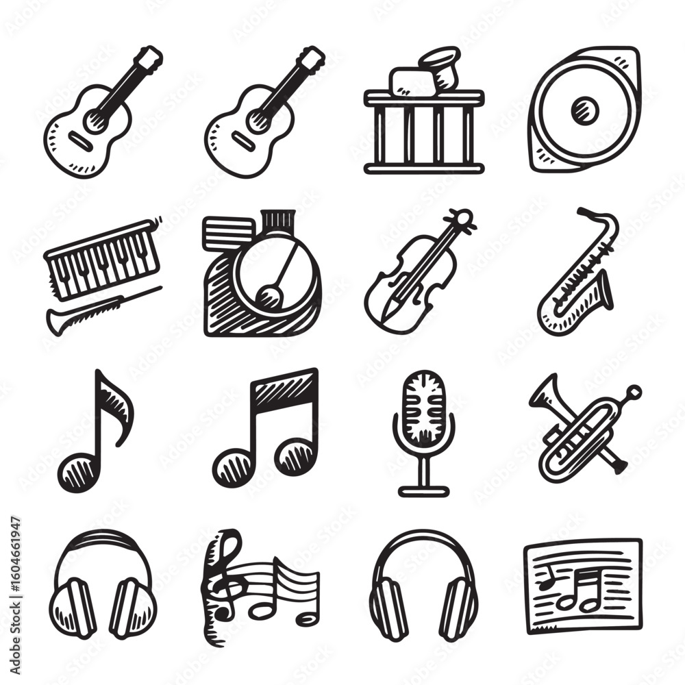 Obraz premium Diverse musical instruments and symbols for creative projects