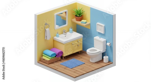 Small colorful miniature bathroom design
