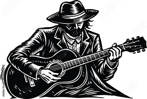 street performer playing guitar