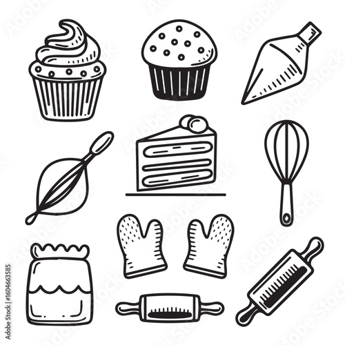 Charming bakery icons sweeten any creative project with baking fun